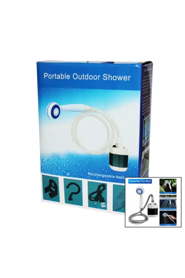  192 Portable Outdoor Shower Su-pmp Şarjlı Taşinabilir - Seyyar Duş Seti Pompa - Hortum - D.başlık (4172)