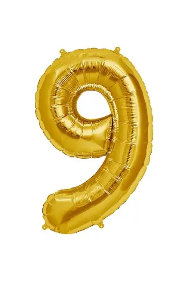  192 Şekilli Supershape Gold Rakam Folyo Balon 9 Numara (4172)