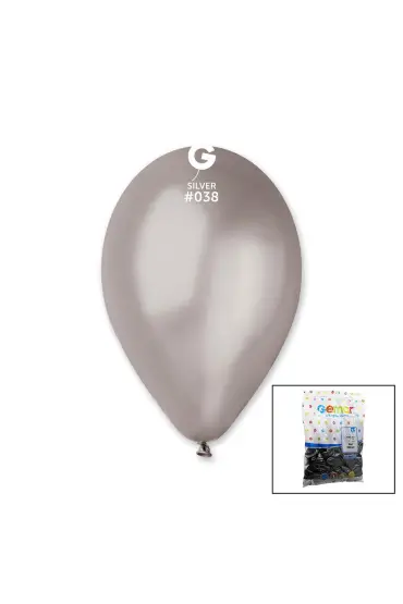  192 Gm-110-38 Metalik - Gümüş Balon 11&apos&apos - 28cm - 100 Parça (4172)