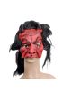  192 Lateks Korku Maskesi Şeytan Boynuzlu Kırmızı Maske Saçlı (4172)