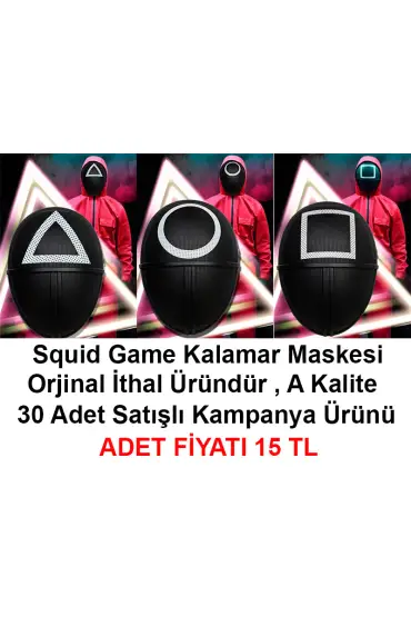  192 Squid Game Maskesi 3 Model Toplam 30 Adet İthal Orjinal A Kalite Maske - Kampanya Ürünü (4172)