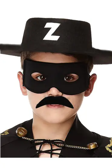  192 Siyah Renk Zorro Şapkası Zorro Maskesi Ve Zorro Bıyık Çocuk Boy (4172)