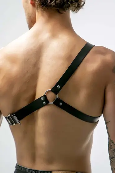  41 Tek Omuz Deri Erkek Harness - Ürün Rengi:Siyah