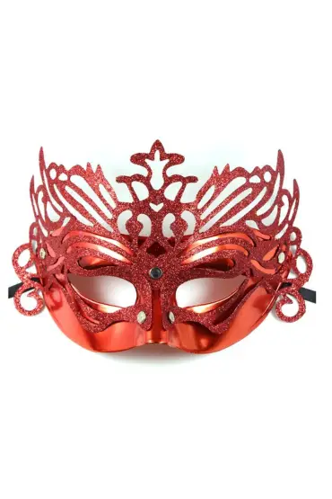 Metalik Kırmızı Renk Masquerade Kelebek Simli Parti Maskesi 23x14 cm