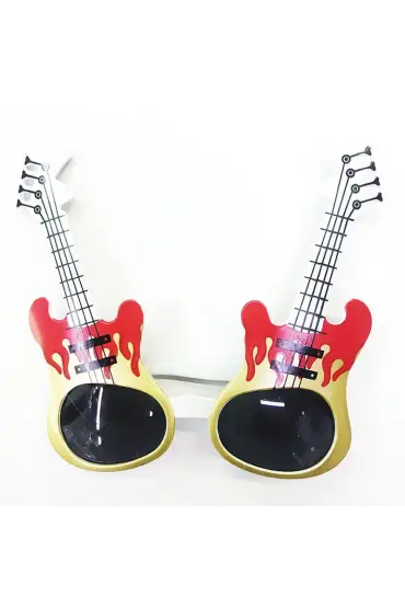 Kırmızı Alev Desenli Gitar Yılbaşı Parti Gözlüğü