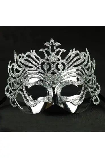 Metalik Gümüş Renk Masquerade Kelebek Simli Parti Maskesi 23x14 cm