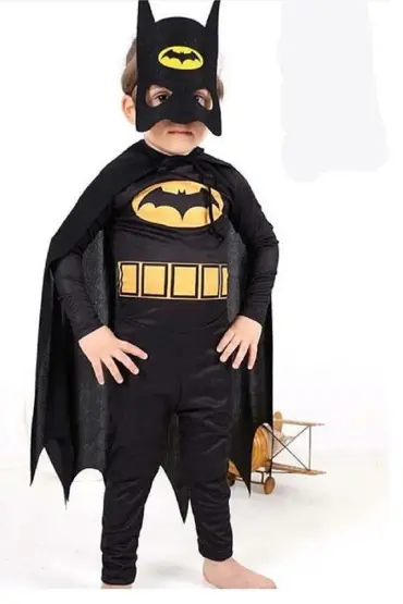 Pelerinli Çocuk Batman Kostümü - Maskeli Batman Kostüm