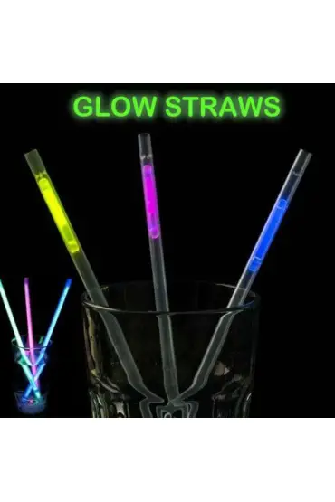 Karanlıkta Parlayan Glow  Fosforlu Pipet 3 Renk 3 Adet ( )