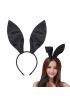 Siyah Renk Saten Kaplama Şekil Verilebilir Tavşan Kulak Taç 35x11 cm ( )