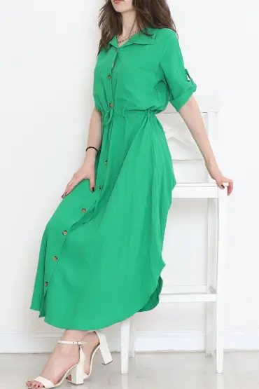 Çift Cepli Elbise Yeşil - 152343.701.