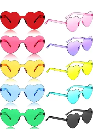 Kalp Şekilli Çerçevesiz Parti Gözlüğü 6 Renk 6 Adet ( )