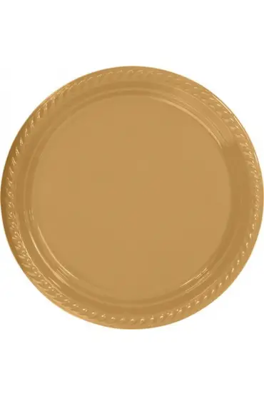 Gold Plastik Tabak 22 cm 25li