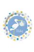 Leylek Temalı Mavi Renk Erkek Baby Boy Stork Baby Shower Parti Tabağı 8 Adet