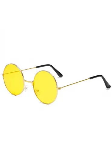 Yuvarlak Cam John Lennon Tarzı Hippi Gold Çerçeveli Sarı Gözlük ( )
