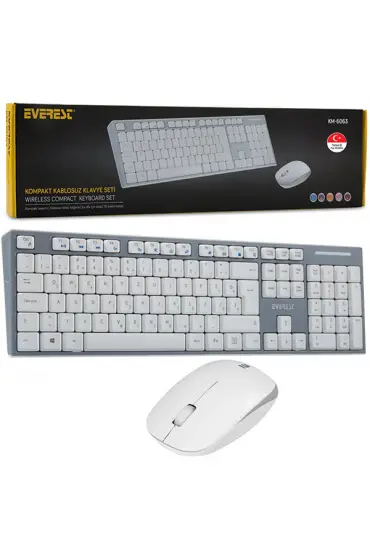  192 EVEREST KM-6063 BEYAZ/GRİ KABLOSUZ Q MULTIMEDYA KLAVYE+MOUSE SET (4172)