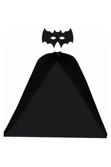 192 Batman Pelerini ve Maske Seti Çocuk Boy - Yarasa Pelerin ve Maske Seti 90 cm (4172)