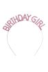 Pembe Renk Kristal Taşlı Parlak Birthday Girl Yazılı Taç 16x17 cm ( )