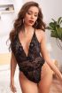  275 Sırtı İp Detaylı Dantelli Bodysuit Siyah