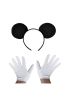 Siyah Mickey Mouse Tacı ve Beyaz Eldiven Seti  ( )