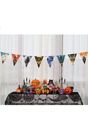 Cadılar Bayramı Halloween Flama Bayrak Banner Süs 8 li 3 Metre ( )