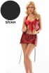 946 Siyah Saten Babydoll Şortlu Takım