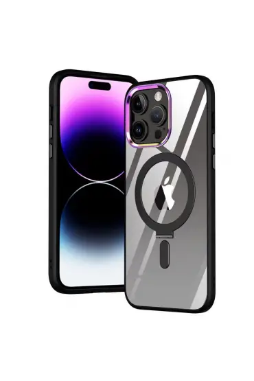  942 İphone 14 Pro Kılıf Mudo Magneticsafe Standlı Kapak - Ürün Rengi : Siyah