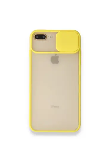  942 İphone 7 Plus Kılıf Palm Buzlu Kamera Sürgülü Silikon - Ürün Rengi : Sarı
