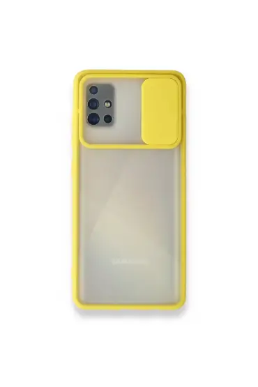  942 Samsung Galaxy A51 Kılıf Palm Buzlu Kamera Sürgülü Silikon - Ürün Rengi : Siyah