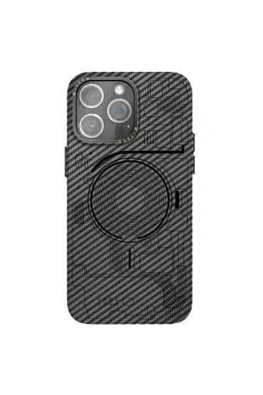  942 İphone 13 Pro Max Kılıf Mekanik Magsafe Kapak - Ürün Rengi : Siyah