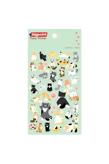 Bigpoint Sticker Kawaii Kedileri 15'li Paket