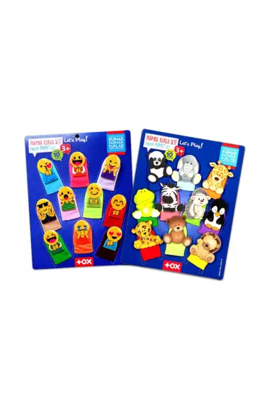  247 2 Set - 20 Parça  Emojiler ve Vahşi Hayvanlar Parmak Kukla