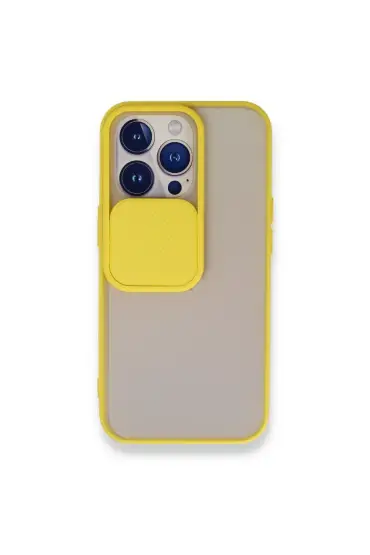  942 İphone 13 Pro Kılıf Palm Buzlu Kamera Sürgülü Silikon - Ürün Rengi : Sarı