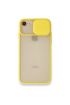  942 İphone 7 Kılıf Palm Buzlu Kamera Sürgülü Silikon - Ürün Rengi : Sarı
