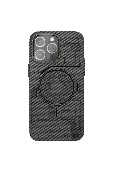  942 İphone 13 Pro Max Kılıf Mekanik Magsafe Kapak - Ürün Rengi : Siyah