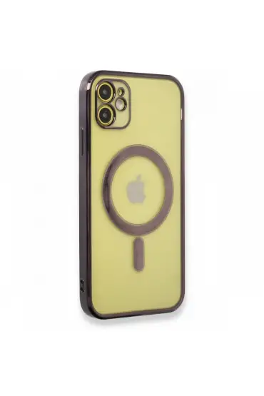  942 İphone 12 Kılıf Magneticsafe Lazer Silikon - Ürün Rengi : Gold