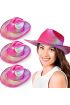 Neon Hologramlı Kovboy Model Parti Şapkası Pembe Yetişkin 39X36X14 cm ( )