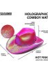  192 Neon Hologramlı Kovboy Model Parti Şapkası Fuşya Yetişkin 39X36X14 cm (4172)