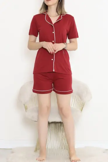  275 Şortlu Pijama Takımı Bordo