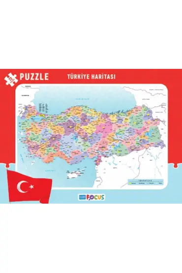 Blue Focus Türkiye Haritası - Frame Puzzle Boy 72 Parça