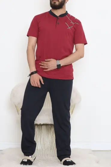  275 Erkek Pijama Takımı Bordo