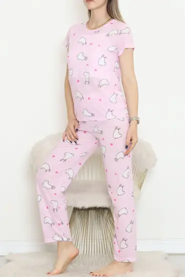 Desenli Pijama Takımı Beyazpembe - 130.1287.