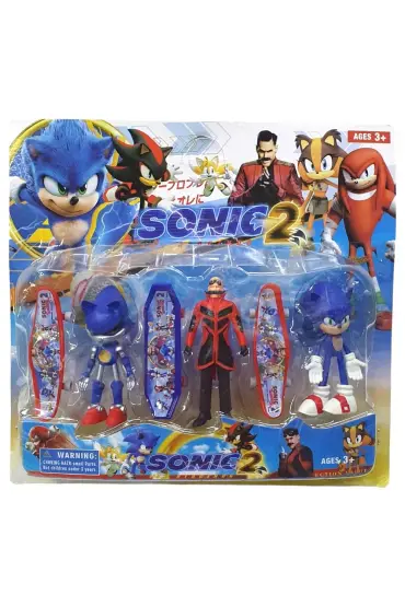  505 Sonic 3 lü Figür Kaykalı Set 3 Asorti