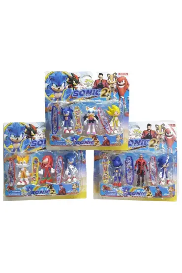  505 Sonic 3 lü Figür Kaykalı Set 3 Asorti