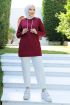  275 Kapşonlu Tunik Bordo