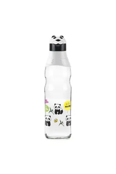  174 Sevimli Panda Tasarımlı Cam Suluk  Sızdırmaz 1000 ML