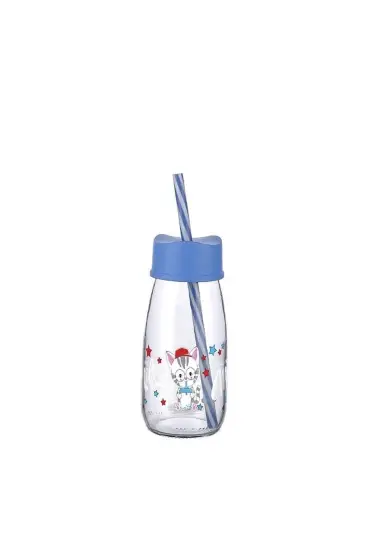  174 Pipetli Su Ve Süt Şişesi Cam 250 ML - Mavi