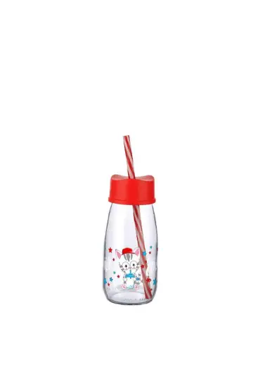  174 Pipetli Su Ve Süt Şişesi Cam 250 ML - Kırmızı