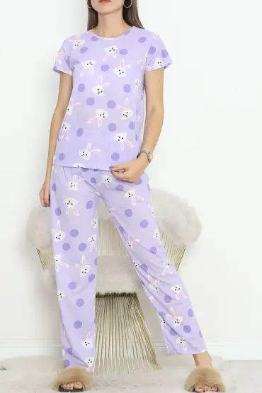 Desenli Pijama Takımı Açıklila - 130.1287.