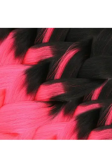 Afro Örgülük Sentetik Renk Geçişli Saç 100 Gr. / Siyah / Neon Pembe  /  ( 175)