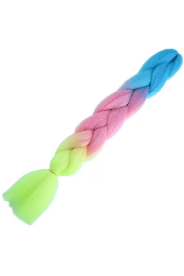 Afro Örgülük Renk Geçişli Sentetik Saç 100 Gr. / Açık Mavi / Pembe / Neon Sarı /  ( 175)